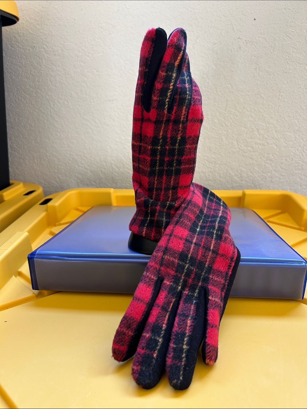Plaid Red & Black Women’s Gloves - Lightweight Winter Gloves